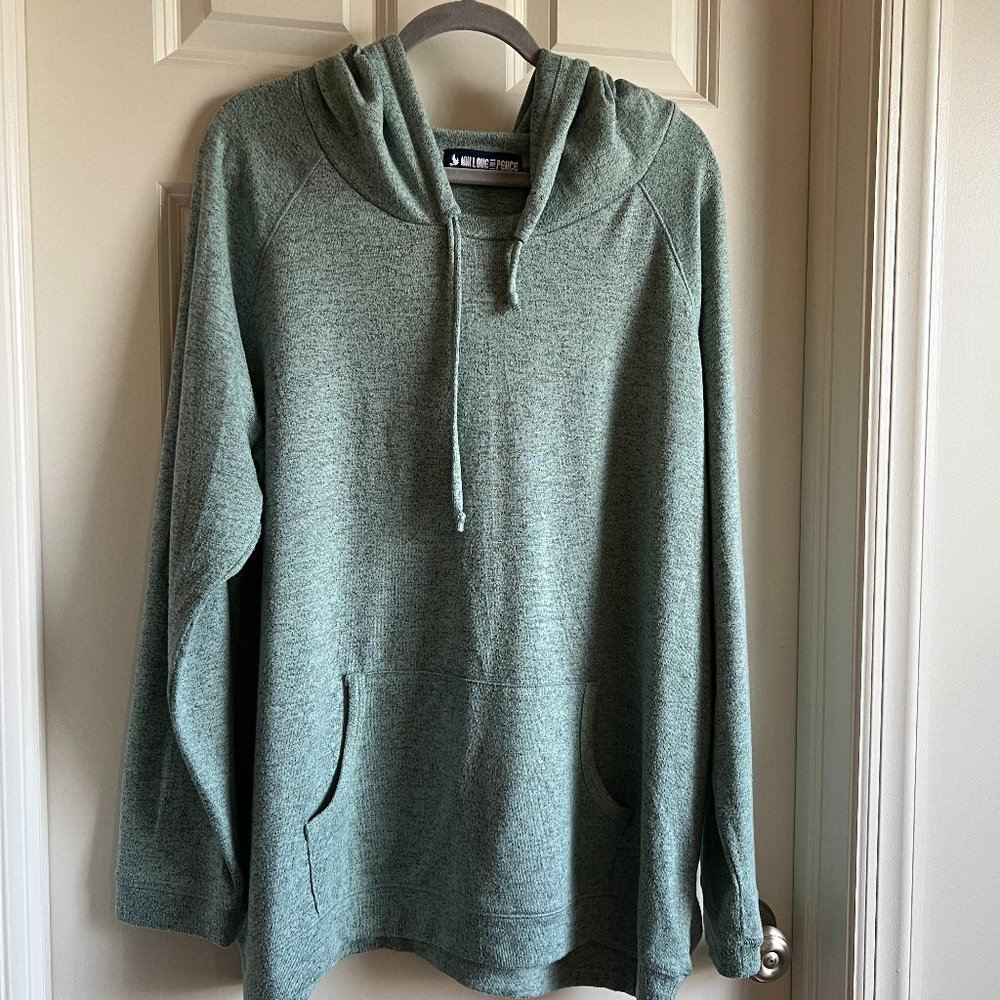 Ink Love & Peace Reez Hooded Brushed Knit Top - Mint - Size 2X